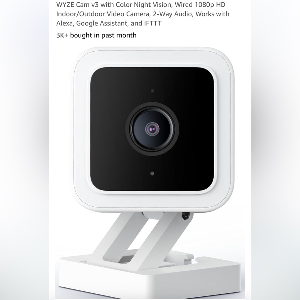 WYZE Cam v3 with color night vision, wired 1080p HD indoor/outdoor video camera